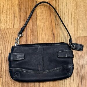 Coach Black Leather wristlet 5x7” perfect for stadiums.